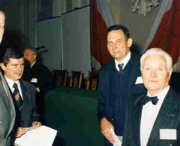 Rector prof. M.Dietrich, dean  prof. M. Knauff, prof.. J.B.Obrębski and Stephane Du Chateau at the moment before LSCE opening ceremony, 25.09.1995